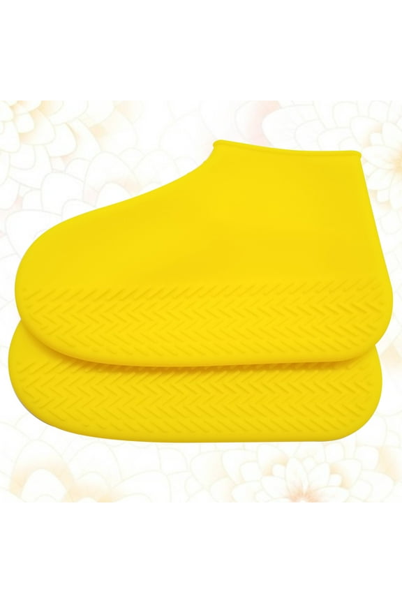 Yellow Durable Silicone Overshoes Shoe Covers, Thickened Protection, 1 Pair for Shoes