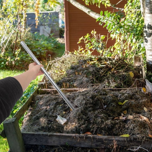 ELAYARD Garden Compost Turner, Heavy Duty, Stainless Steel, Plated Silver, Optimized Aeration, Universal Fit, Home