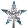 thumbnail image 1 of ELAYARD Hollowed Out Christmas Tree Topper Glittering Star Ornament in Silvery Blue, Sparkle Xmas Tree Decoration for Holiday Home,1pc,7.87X7.87X1.18in, 1 of 10