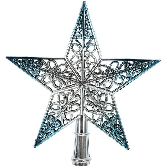 ELAYARD Hollowed Out Christmas Tree Topper Glittering Star Ornament in Silvery Blue, Sparkle Xmas Tree Decoration for Holiday Home,1pc,7.87X7.87X1.18in