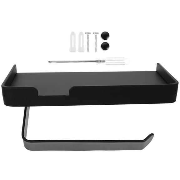 ELAYARD Stainless Steel Toilet Paper Holder with Shelf Wall Mount Bathroom Storage Rack Black