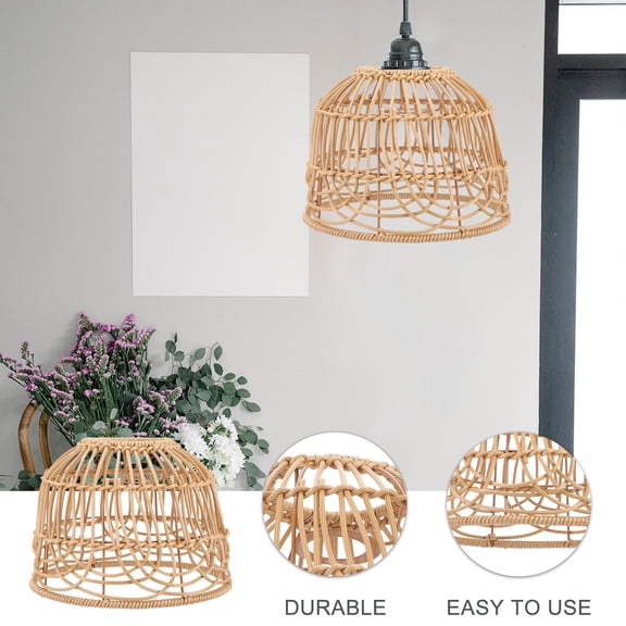 ELAYARD Rustic Style Khaki Woven Lampshade Decorative Lamp Cover for Ceiling and Pendant Lights