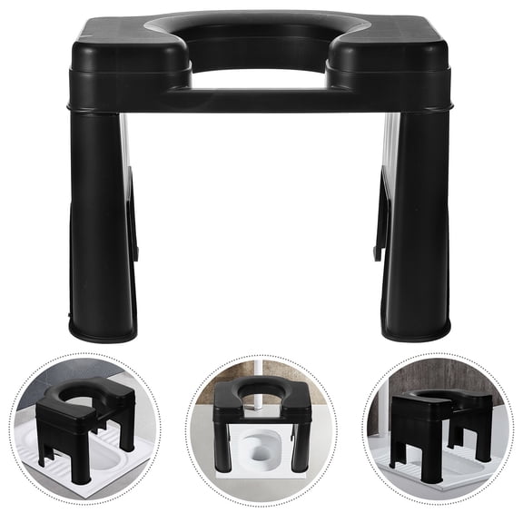 ELAYARD Bathroom Foot Stool for Toilet Use Sturdy Black Plastic Step Stool t Toilet Seat