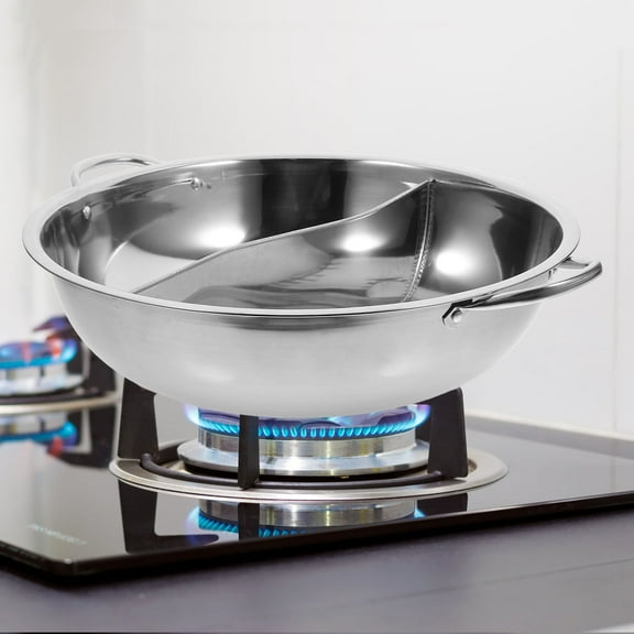 ELAYARD Stainless Steel Kitchen Hot Pot with Split Design for Two Flavor Cooking