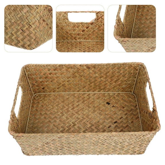 ELAYARD Household Fruit Basket Kitchen Organizer Light Brown Straw 1Set for Everyday Use
