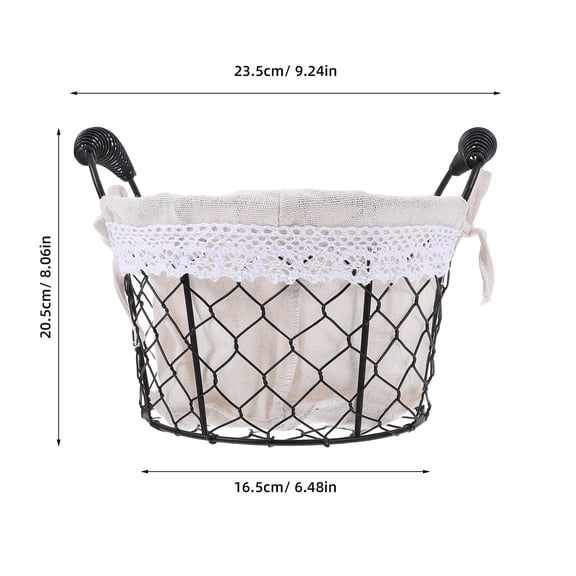 ELAYARD Round Iron Bread Basket with Handle and Removable Fabric Liner for Kitchen, Dining Table, and Home Use