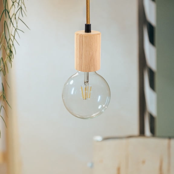 ELAYARD Ivory Wooden Lamp Holder, E27, Durable and Decorative, Simple Installation