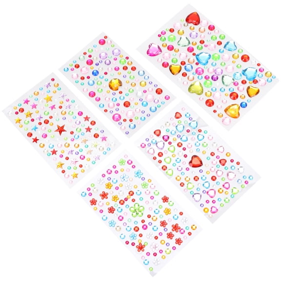 ELAYARD Mixed Shape Jewel Stickers for Crafts, Assorted Colors, 5-Piece Decorative Craft Supplies Set for Projects