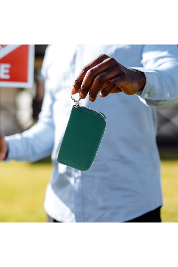 Key Holder Pouch for Storage Green Small Key Bag with Zipper for Car Keys