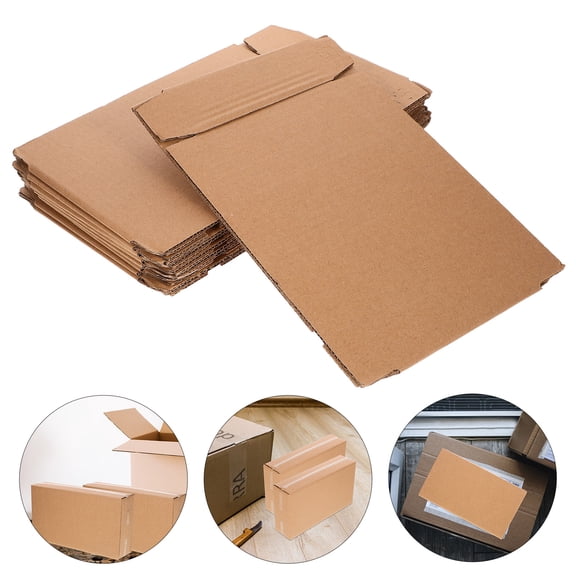 ELAYARD 10Pcs Foldable Khaki Shipping Boxes for Packaging Clothes Towels and Envelopes