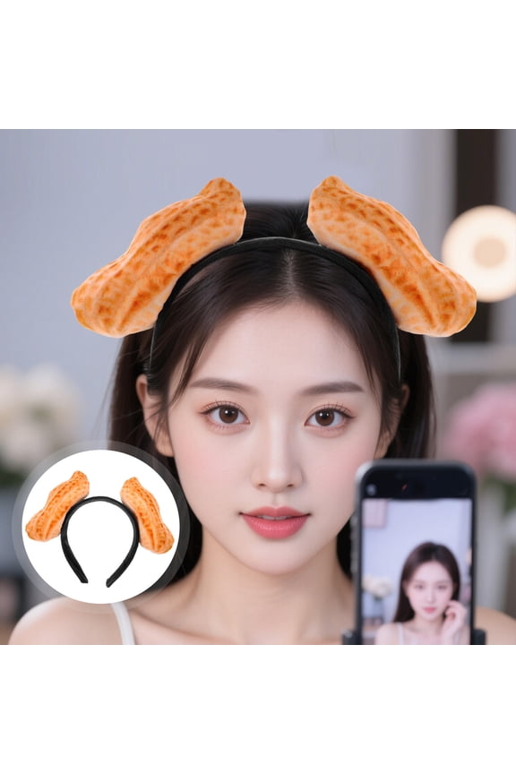 Khaki Novelty Peanut Headband Funny Hair Band for Party Cosplay and Festive Decor