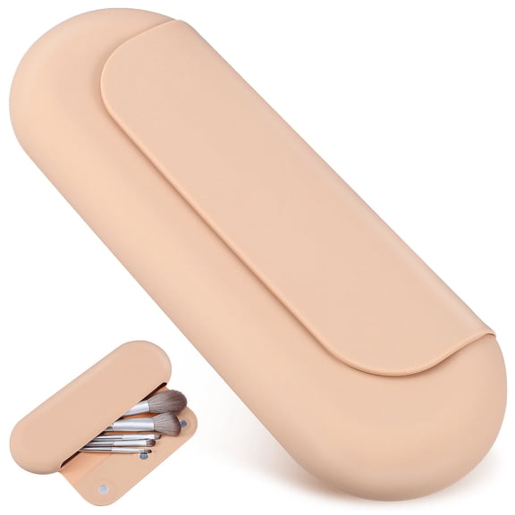 ELAYARD Khaki Makeup Brush Holder for Storage Use Portable Cosmetics Organizer Case