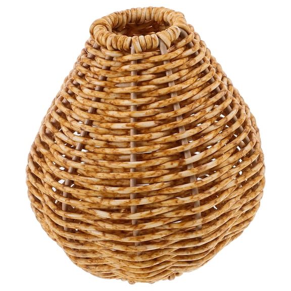 ELAYARD Simple Khaki Plastic Woven Vase for Flower Insert Craft Neutral Colors