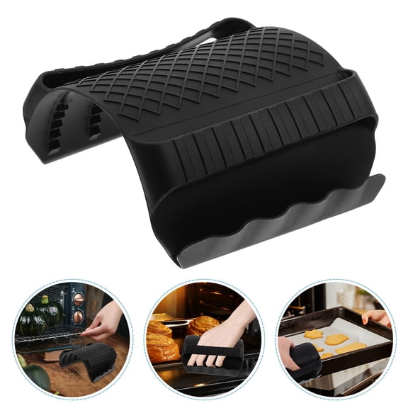 ELAYARD Silicone Non Stick Hot Handle Holder Grip Mitt for Safe Slicing and Baking in Black