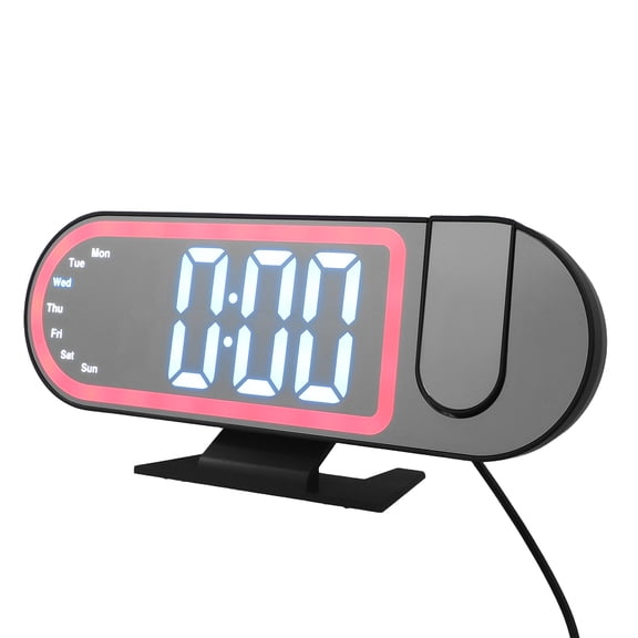 ELAYARD 3827lp Black and White LED Mirror Projection Alarm Clock with Clear Display