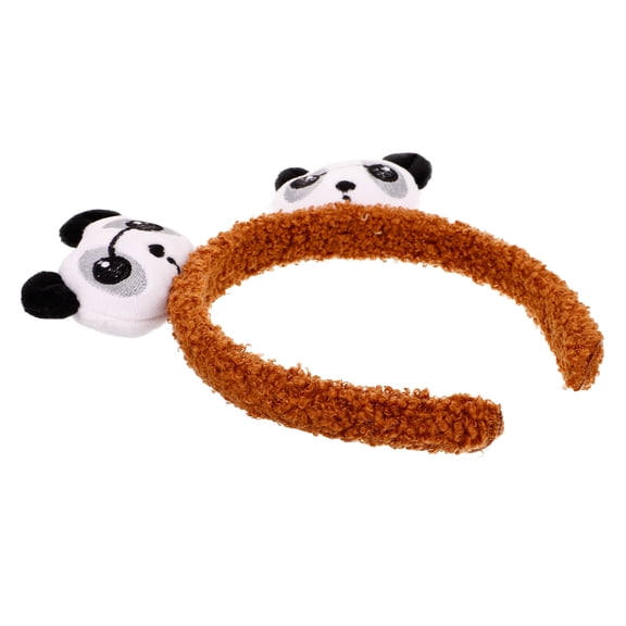 ELAYARD Cute Panda Headband - Lightweight Brown Coral Fleece for Spa and Makeup
