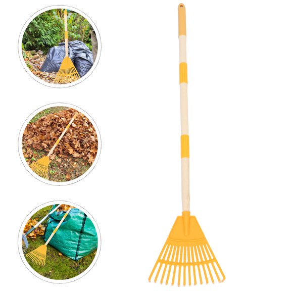 ELAYARD Lightweight Yellow Plastic Yard Rake with Portable Handle for Winter and Camping Use