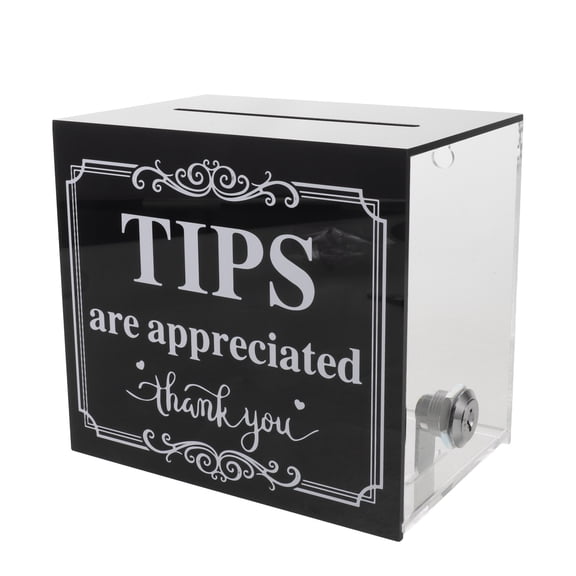 ELAYARD Lockable Acrylic Tip Box, Black, Clear Visibility and Safe Storage for Cafes