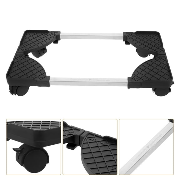 ELAYARD Computer Tower Stand with Wheels Black PP and Stainless Steel Movable Under Desk Stand