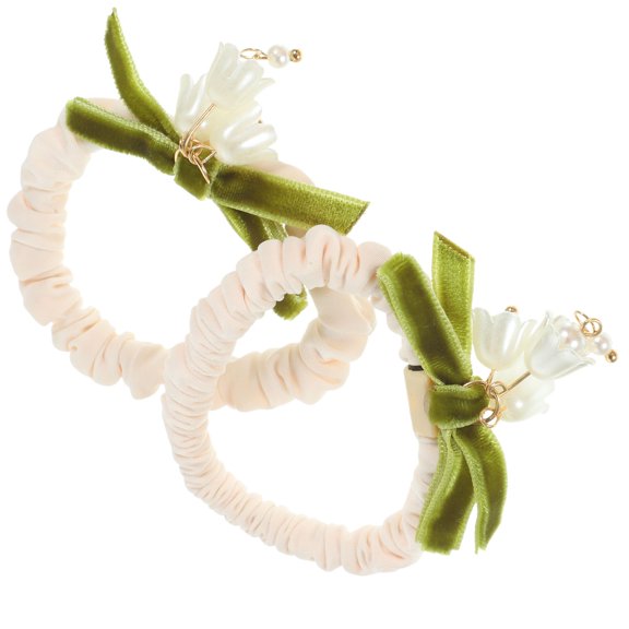 ELAYARD Multi Flower Hair Scrunchies Plastic Resin Cloth Styling Accessories 2Pcs