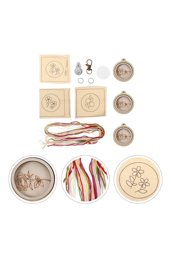 Multi-Color Mini Embroidery Hoop Keychain Kit for Kids Crafting Portable Handmade Bag Charm Accessory
