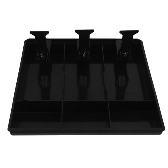 ELAYARD Multi Compartment Cash Organizer Box Black with Smooth Drawer Clips for Cash Management