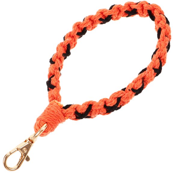 ELAYARD Cotton Rope Keychain for Car Keys, Orange Wristlet, Alloy Decorative
