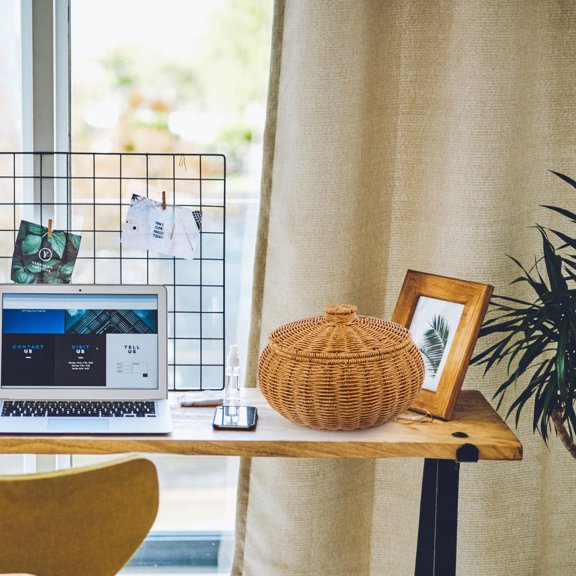 ELAYARD Multipurpose Woven Basket with Lid Ideal for Pantry Kitchen and Living Room Storage