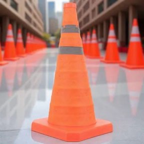 ELAYARD Multi Purpose Safety Cone Orange Plastic Traffic Cone with Folding Feature for Construction Areas