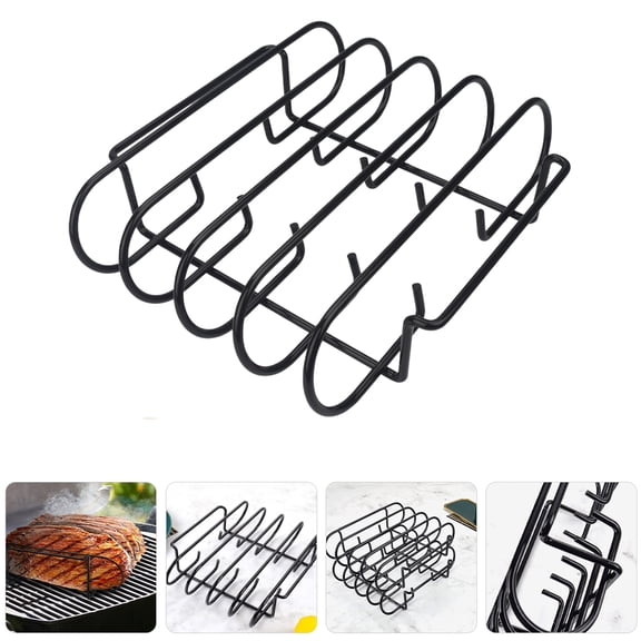 ELAYARD Black Stainless Steel Roasting Rack for Home and Outdoor Barbecue Use