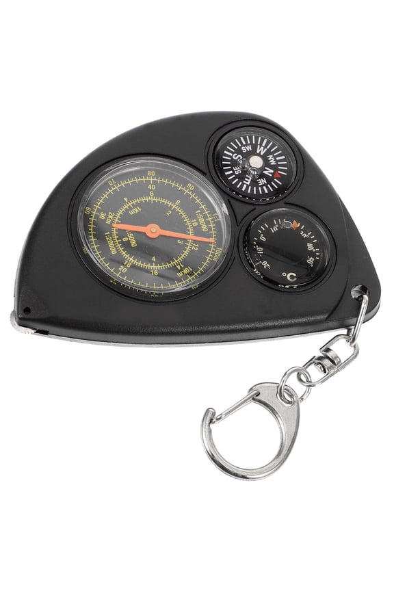 Portable Hiking Compass with Buckle Wear Resistant Black Keychain Accessory