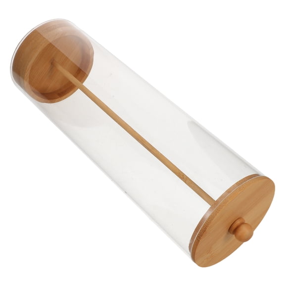 ELAYARD Multipurpose Acrylic Straw Storage Box with Elegant Wooden Lid