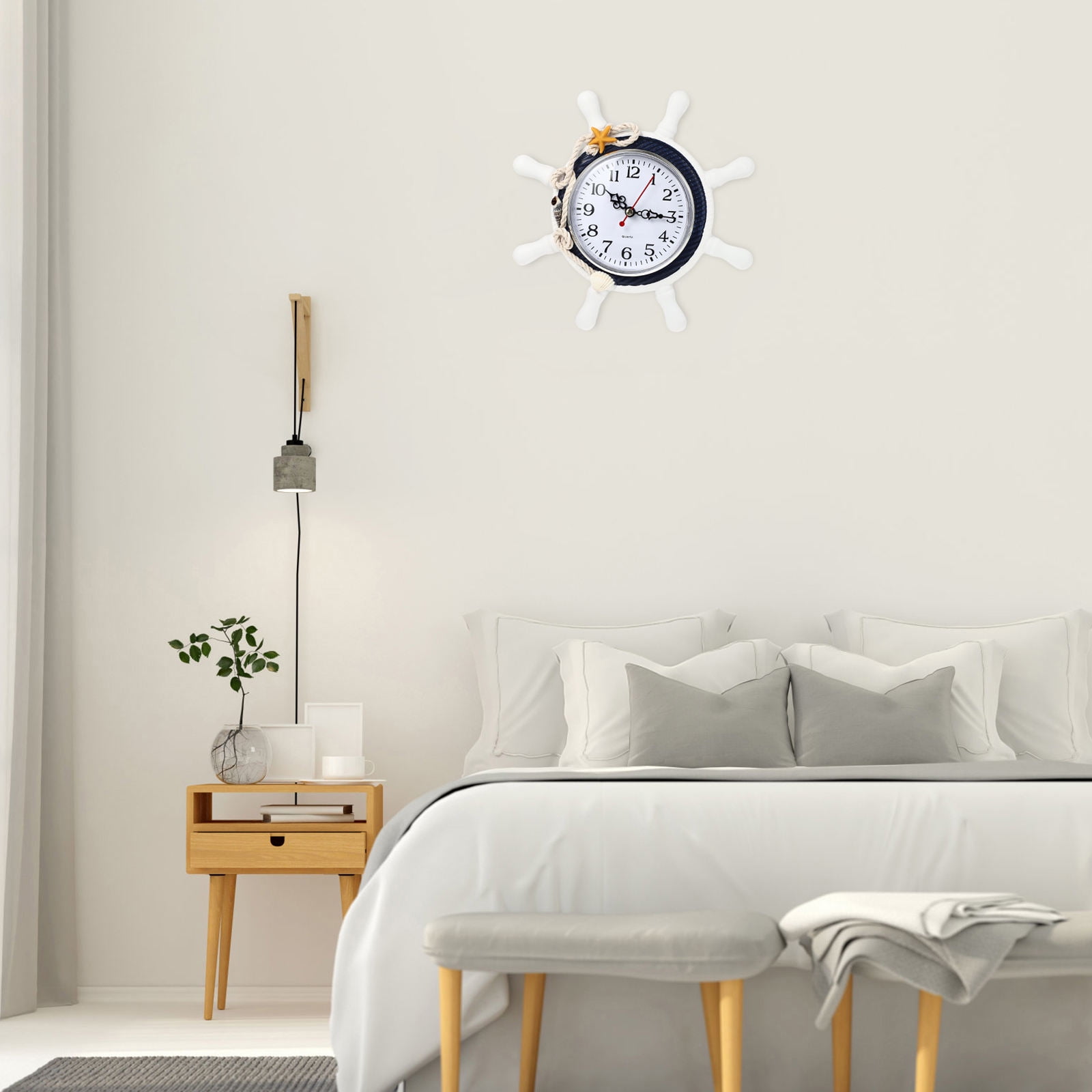 ELAYARD Mediterranean Style Wall Clock with Rope Decor Silent Ticking ...
