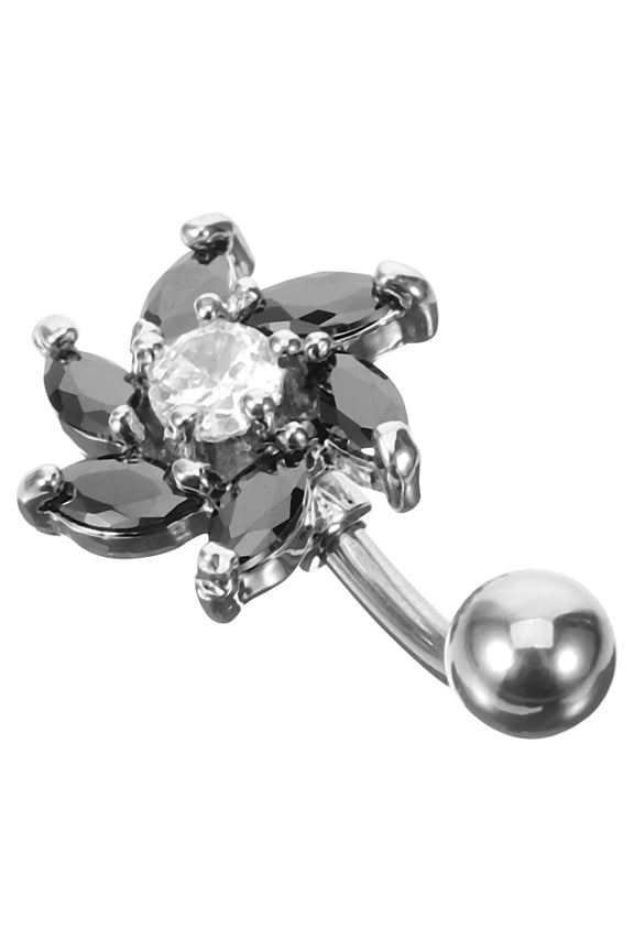Navel Piercing Belly Black Stainless Steel 1Pack Fancy Design