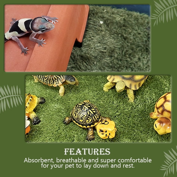ELAYARD Olive Green Reptile Mat Artificial Grass Comfortable Safe Fake Lawn for Turtle and Iguana Cage