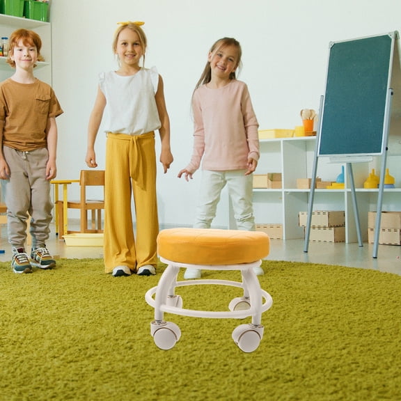 ELAYARD Orange PU Rolling Swivel Stool with Universal Wheels, 15.75 Inch Comfortable Foot Rest for Home Use 360 Rotation