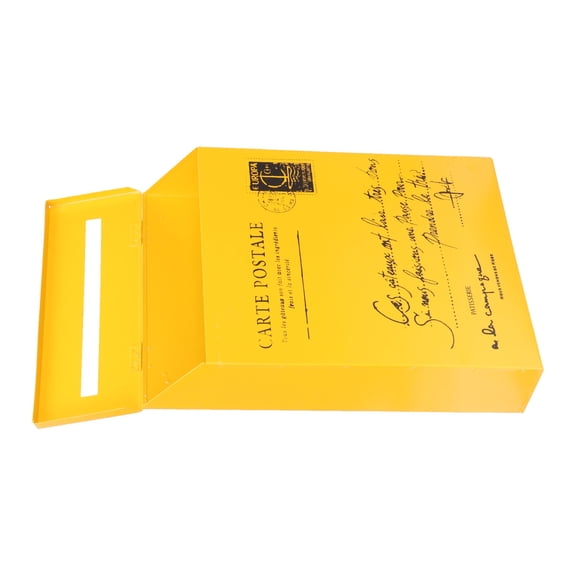 ELAYARD Vintage Yellow Iron Wall Mount Mailbox with Retro Decorative Letter Patterns for Home, Office, and Outdoor Use