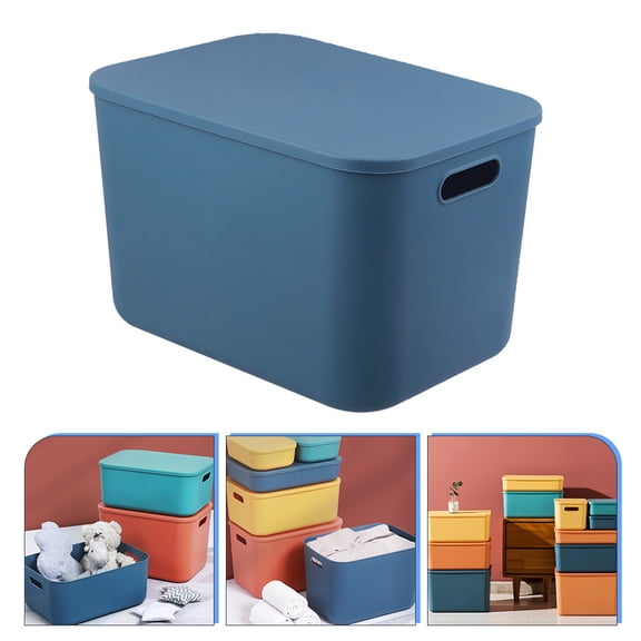 ELAYARD Blue Cube Storage Organizer with Lid and Handles PP Plastic Storage Container