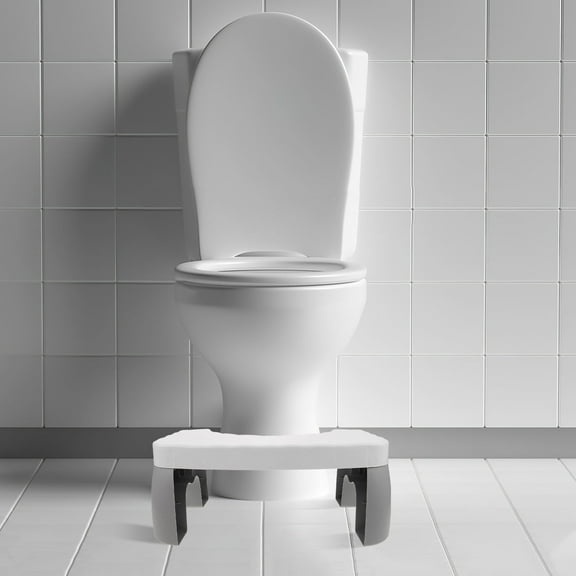 ELAYARD Compact Foldable Toilet Foot Rest, White PP Material, Universal Fit for Bathroom Comfort and Improved Posture