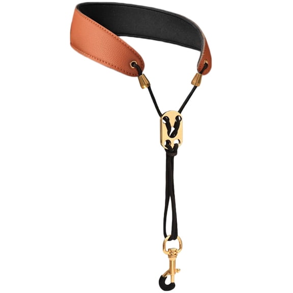 ELAYARD Adjustable Brown Saxophone Neck Strap Belt for Alto, Tenor, Soprano Sax Instruments Comfort Fit