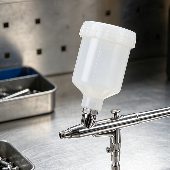 ELAYARD Paint Spray Pot White Plastic with Measurement Marks for Spray Gun Mixing and Application