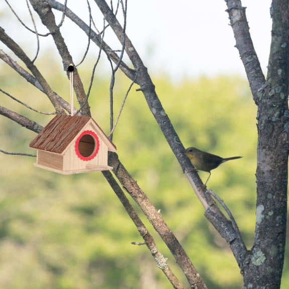 ELAYARD Wooden Bird House for Garden Hanging Nest Box Suitable for Parakeet and Cockatiel