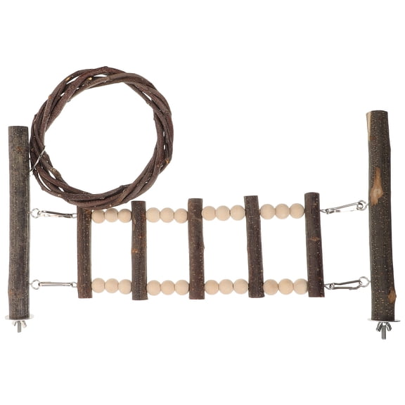 ELAYARD Parakeet Ladder Toy Wooden Parakeet Training Ladder Brown 1Pack