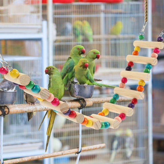 ELAYARD Natural Wood Parrot Toy Staircase for Bird Owners 1 Set
