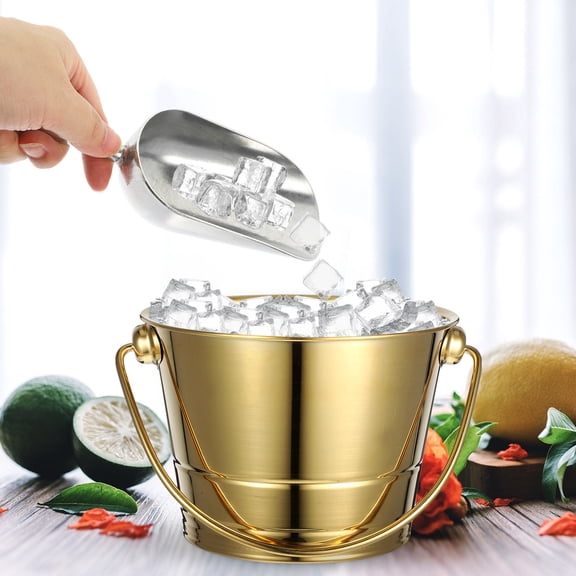 ELAYARD Stainless Steel Ice Cube Bucket for Bar Beer and Wine Cooling in Golden