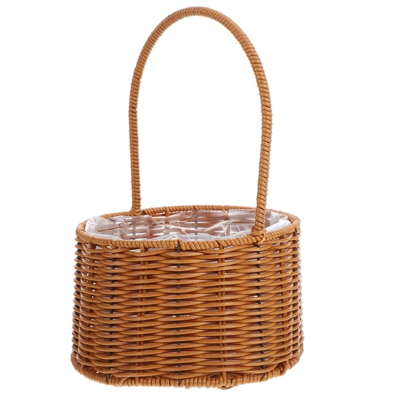 ELAYARD Multi Purpose Woven Basket Brown Plastic Picnic Basket 1Pack