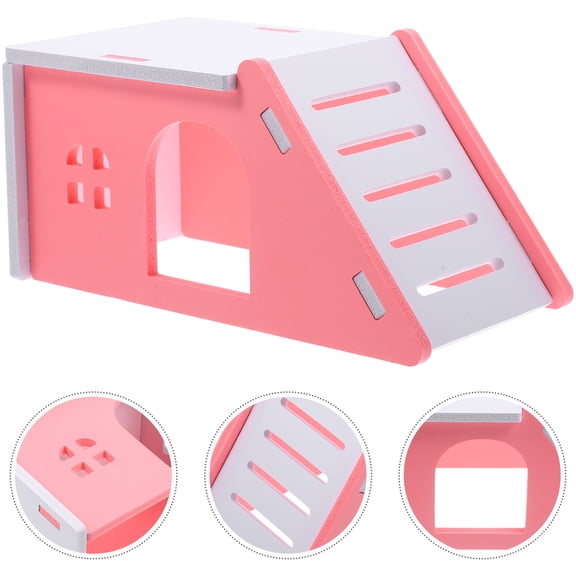 ELAYARD Hamster Nest Slanted Hut Pink PVC for Indoor Pet Use 1 Set
