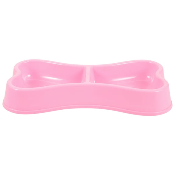ELAYARD Bone Shaped Pink Plastic Dog Bowl for Home, Easy to Wash and Carry