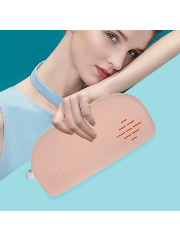 Pink Silicone Makeup Brush Travel Pouch for Storage Organizer