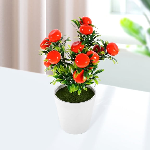 ELAYARD Plastic Faux Potted Orange Fruit Tree with Lifelike Details for Home Or Office Decor